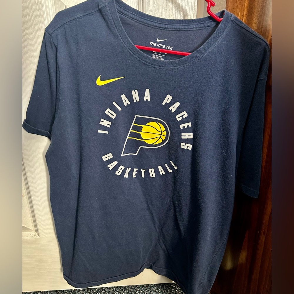 Nike Indiana Pacers Navy Tee with Yellow Logo Dri Fit - Size XL